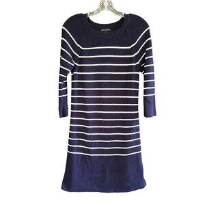 Banana Republic Navy & White Striped 3/4 Sleeve Sweater Dress, Size M